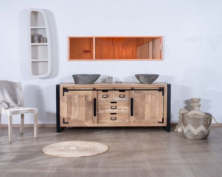 Mobile da bagno industriale "Montreal" in metallo e legno 165 cm