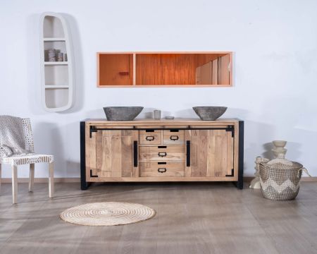 Mobile da bagno industriale "Montreal" in metallo e legno 165 cm