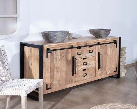 Mobile da bagno industriale "Montreal" in metallo e legno 165 cm