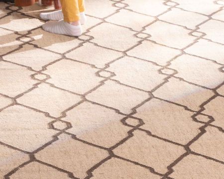 Tappeto kilim "Cocoon" beige in juta e lana, dimensioni 200x300 cm