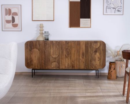 Credenza "Moky" in legno di mango a 4 ante in stile newtro 175 cm