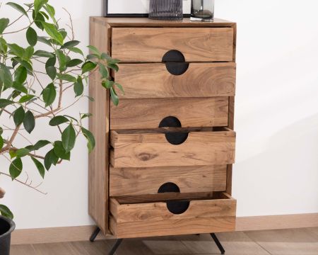 Contenitore verticale "Spot" in acacia con 6 cassetti