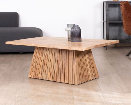 Tavolino di design "Elki" in acacia con gamba centrale