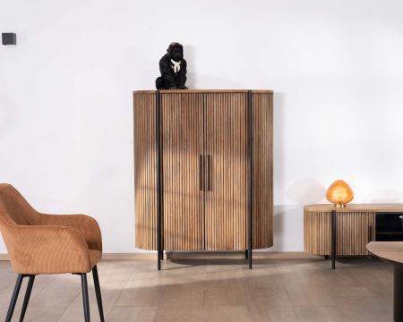 Armadio rotondo da 120 cm in legno duro esotico "Troms