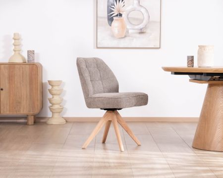 Sedia da pranzo contemporanea scandinava "Miloé" in tessuto di ciniglia grigio