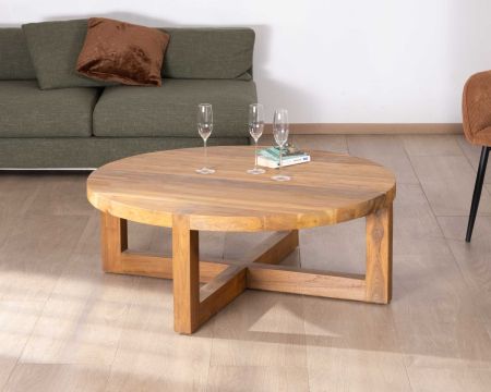 Tavolino rotondo da 110 cm in teak "Balanka