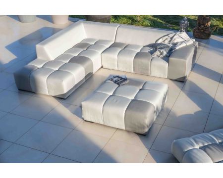 Divano modulare per esterni con ritorno a destra "Lazy Beach" beige e grigio chiaro