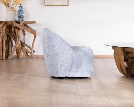 Poltrona girevole dal design elegante in tessuto "Marylin" blu ghiaccio