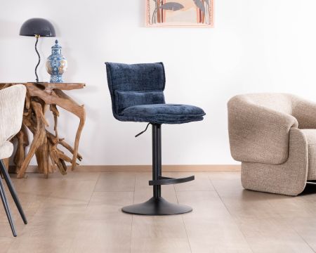 Set di 2 seggioloni trapuntati "Topley" regolabili in altezza in tessuto blu notte