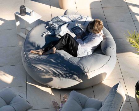 Lettino tondo ultra-umido grigio chiaro diametro 1m80 "Saint Tropez