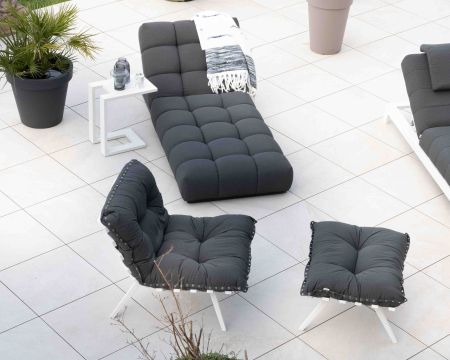 Chaise longue "Lazy Beach" di alta gamma in tessuto Sunbrella grigio scuro