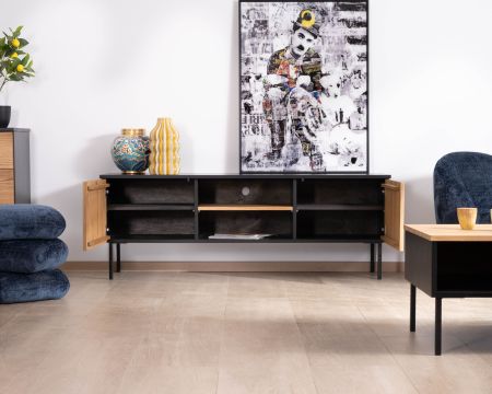 Panca TV "Sydney" in frassino massiccio oliato a due ante da 160 cm