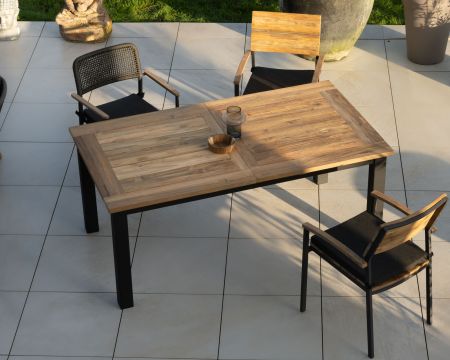 Tavolo da giardino da 180 a 240 cm con prolunga centrale "Ozone" in teak e alluminio