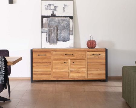 Grande credenza in rovere e metallo a 4 ante e 1 cassetto "Catania" Casita