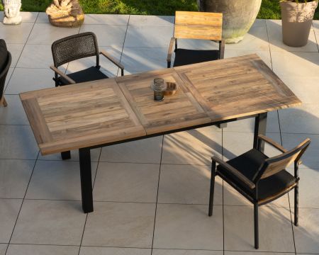Tavolo da giardino da 180 a 240 cm con prolunga centrale "Ozone" in teak e alluminio