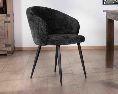 Set di 2 sedie contemporanee avvolgenti in tessuto "Kandy" nero