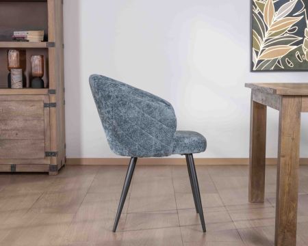 Set di 2 sedie da pranzo di design "Kandy" in tessuto blu e gambe in metallo nero