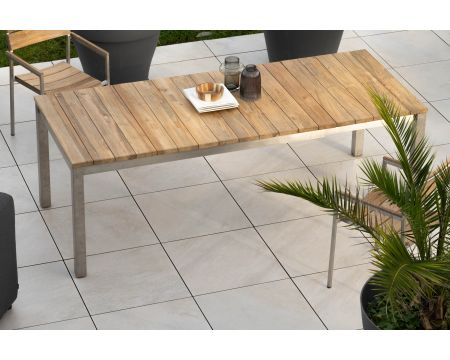 Tavolo da giardino allungabile "Melta" in teak e acciaio inox, da 180 a 260 cm