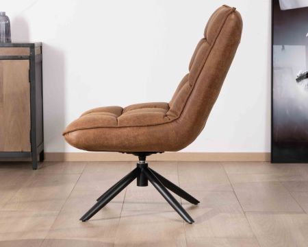 Poltrona reclinabile ultra confortevole "Grundy" con base girevole in tessuto microfibra Havana