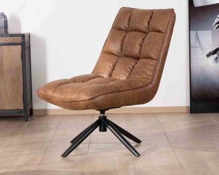 Poltrona reclinabile ultra confortevole "Grundy" con base girevole in tessuto microfibra Havana
