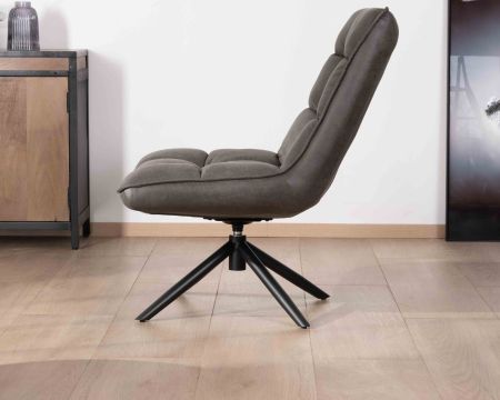 Poltrona girevole ultraconfortevole "Grundy" in tessuto microfibra grigio scuro