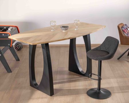 Tavolo alto "Audacio" in acacia da 185 cm e gambe in metallo nero