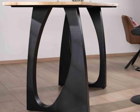 Tavolo alto "Audacio" in acacia da 185 cm e gambe in metallo nero