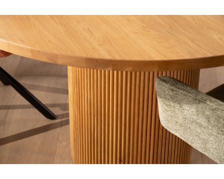 Tavolino rotondo da 130 cm con gamba centrale scanalata "Winton" in stile retrò