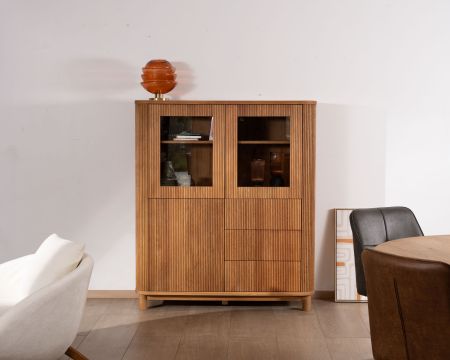 Cassettiera con frontali scanalati in stile retrò in rovere oliato "Winton"