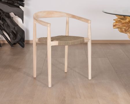 Set di 4 sedie "Tiska" in teak naturale con seduta intrecciata