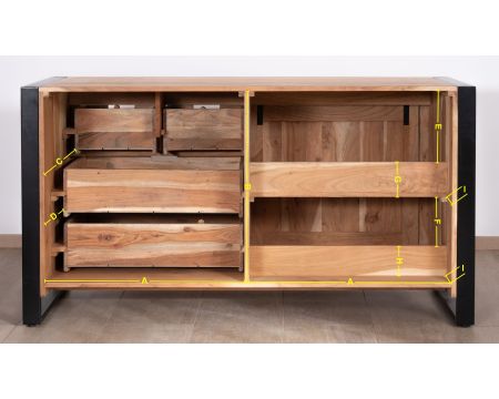 Mobile da bagno "Montreal" in legno massiccio e metallo 150 cm