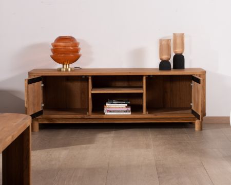 Mobile TV a 2 ante "Winton" da 150 cm in rovere oliato, stile retrò