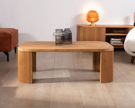 Tavolino in rovere oliato "Winton" con gambe scanalate in stile retrò