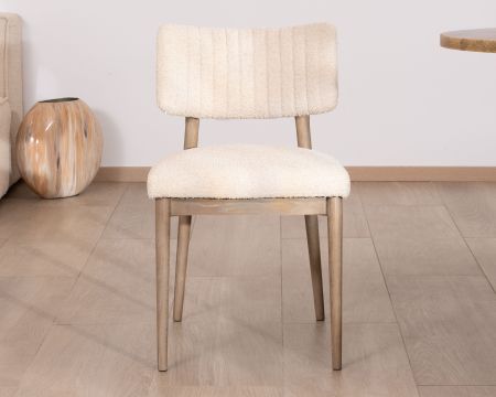 Set di 2 sedie scandinave "Isadora" in legno grigio e tessuto riccio beige
