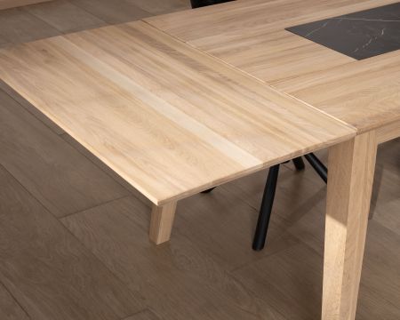 Prolunga in rovere sbiancato per il tavolo da pranzo "Storia" da 180 cm