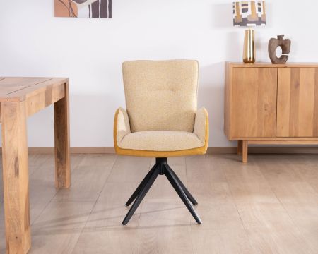 Set di 2 sedie girevoli in tessuto giallo "Eddy" con gambe in metallo