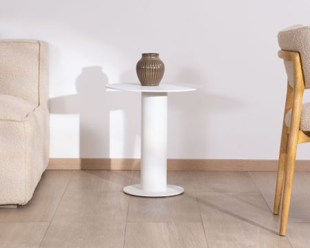 Tavolino rotondo da esterno in alluminio bianco "Nusa Pedina", diametro 45 cm