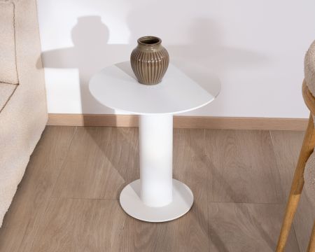 Tavolino rotondo da esterno in alluminio bianco "Nusa Pedina", diametro 45 cm