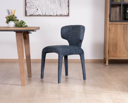 Set di 2 sedie da pranzo scultoree "Milano" in tessuto blu scuro