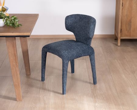 Set di 2 sedie da pranzo scultoree "Milano" in tessuto blu scuro