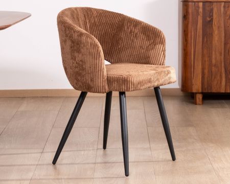 Set di 2 sedie contemporanee "Sonate" in velluto marrone con gambe in metallo 