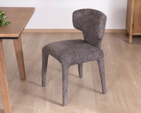 Set di 2 sedie in tessuto screziato grigio scuro "Milano", completamente rivestite in stile design