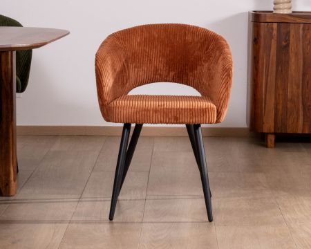 Set di 2 sedie da pranzo "Sonate" in velluto ruggine con gambe in metallo