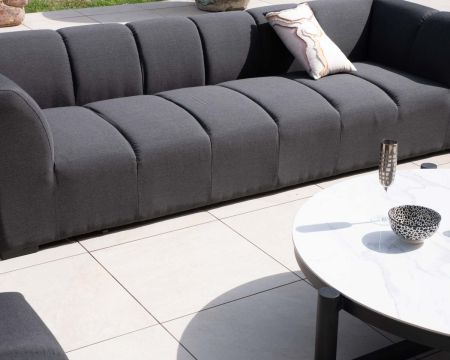 Divano angolare speciale per esterni "Terrasse" in tessuto grigio scuro di alta gamma