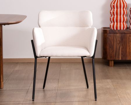Set di 2 sedie vintage "Riméno" in tessuto bianco con gambe in metallo
