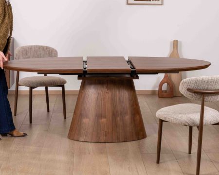 Tavolo da pranzo ovale allungabile "Oria", 160-200 cm, tinta noce