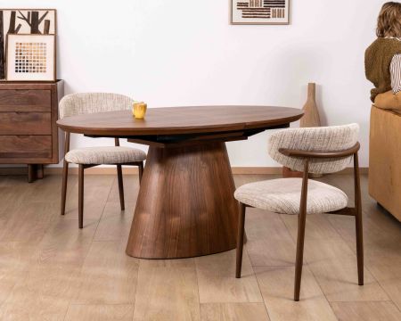 Tavolo da pranzo ovale allungabile "Oria", 160-200 cm, tinta noce