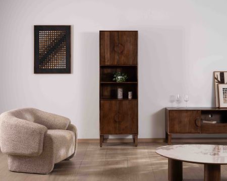 Colonna portaoggetti da 60 cm in massello di mango scuro "Kaldo" Spirito del Medioevo