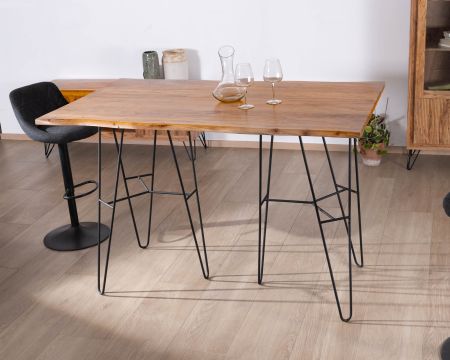 Tavolo da pranzo Wendy" 160 cm in acacia con gambe in metallo