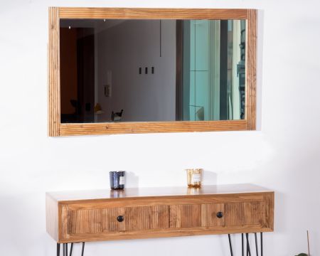 Telaio in acacia massiccia "Wendy" 120x70 cm con finitura striata
